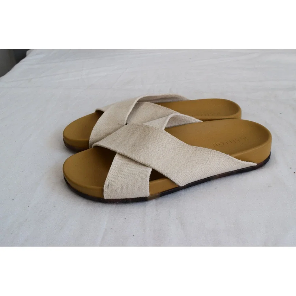 Rothy's The Weekend Slide 8.5 Oatmeal Crisscross Sandal Womens Sustainable